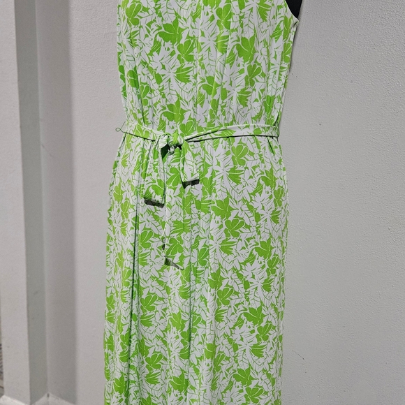 MICHAEL Michael Kors Green and White Midi Dress - Picture 2 of 7